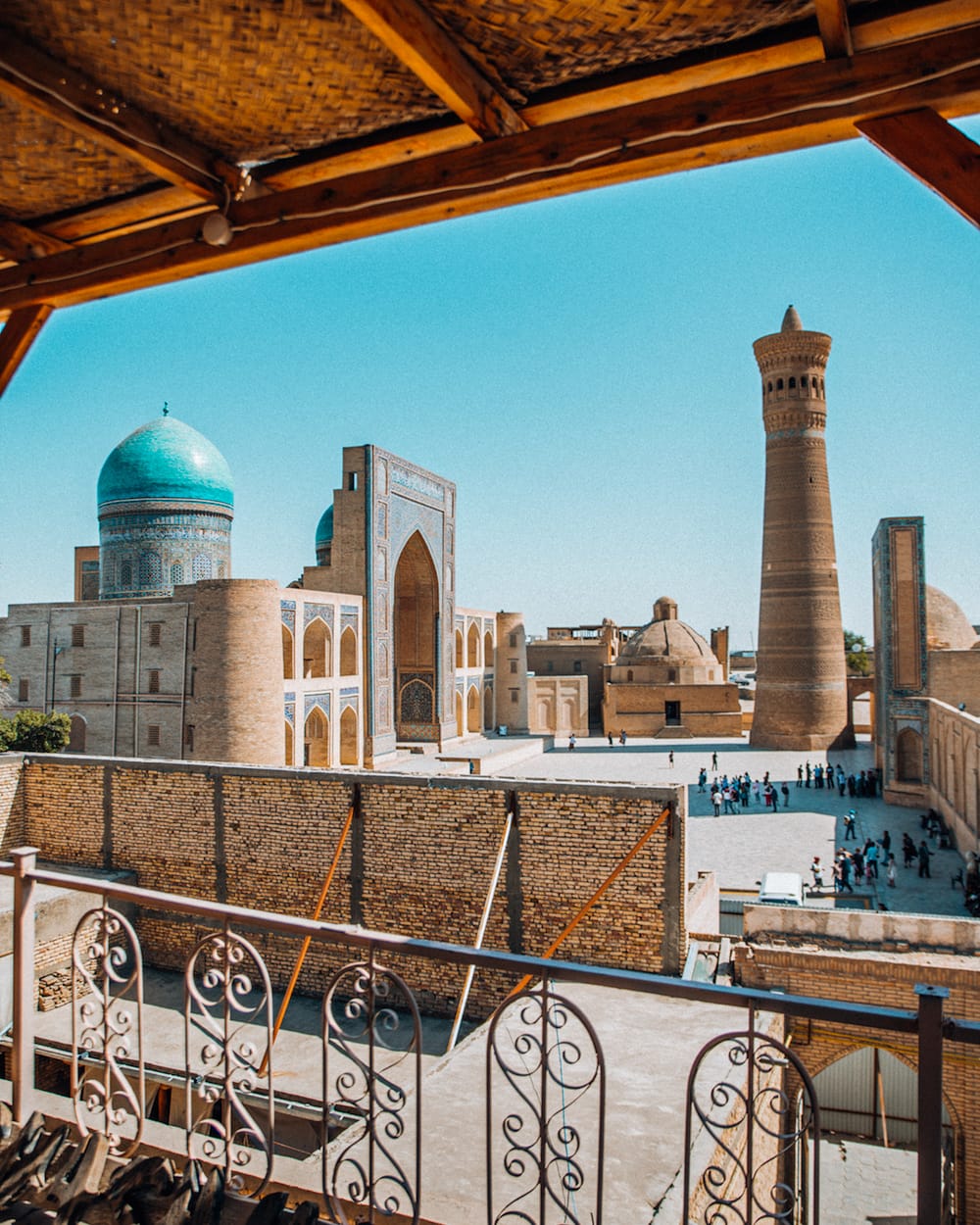 places to visit in bukhara uzbekistan kalyan minaret view from chasmai mirob restaurant in bukhara uzbekistan
