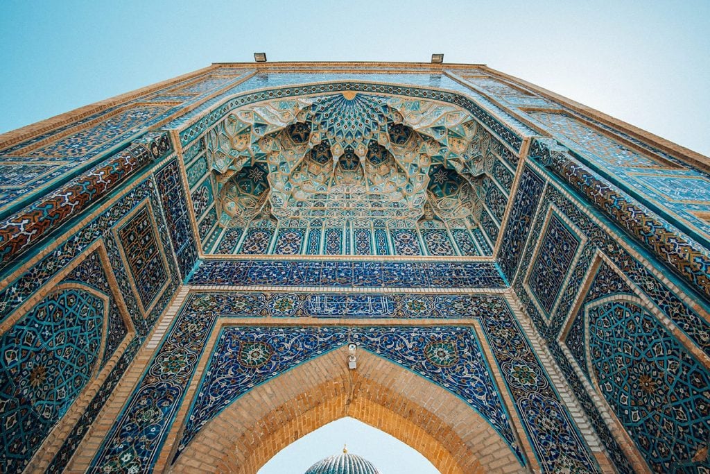 architecture and persian tile work of gur-e-amir mausoleum in samarkand
