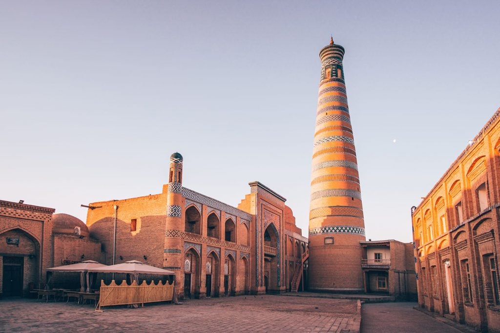 Islom Hoja Minaret in Khiva Uzbekistan