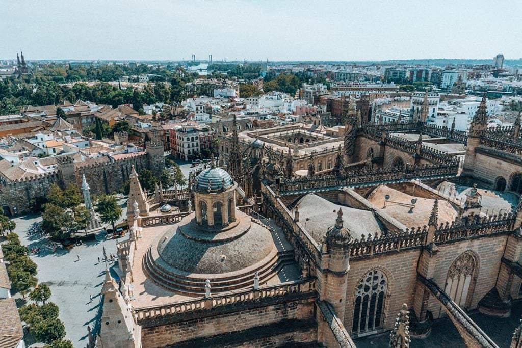 the view of seville from the giralda tower in spain