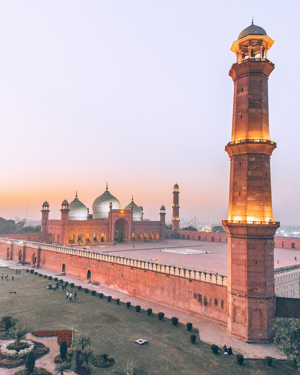 the view badshahi mosque in lahore pakistan from a nearby restaurant