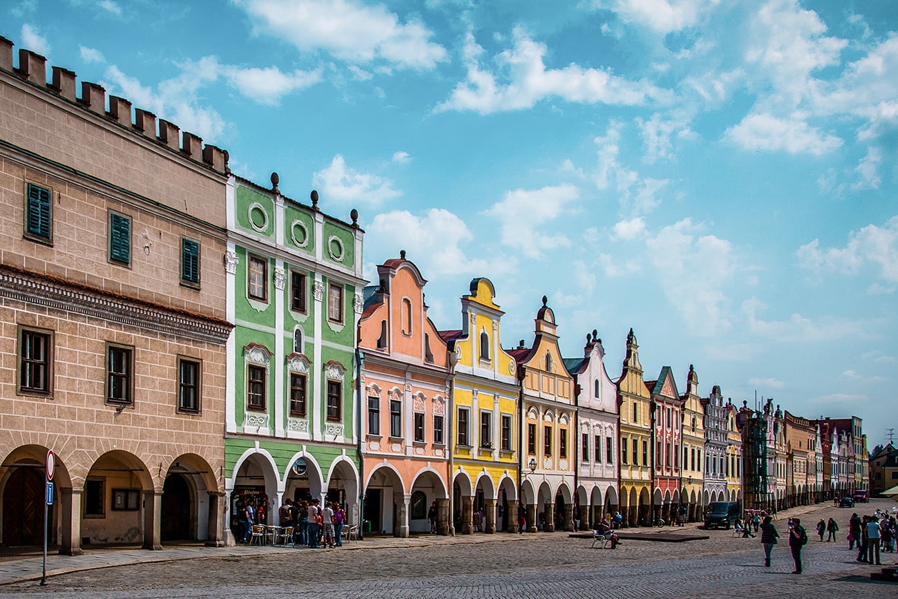 colorful buildings in Telč Czech Republic