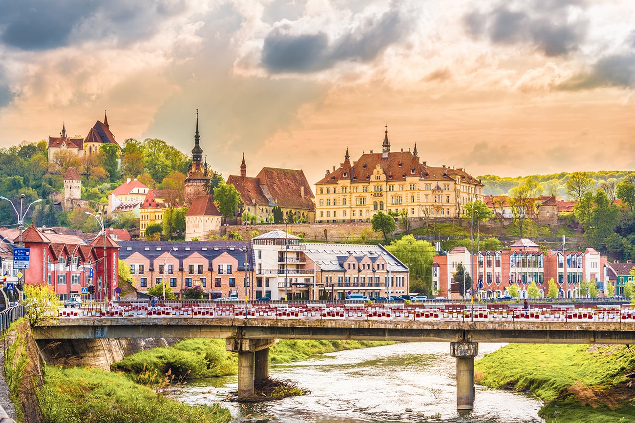 the fortress and colorful buildings of sighisoara romania
