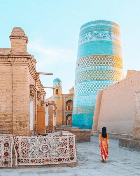 kalta minor minaret in khiva uzbekistan