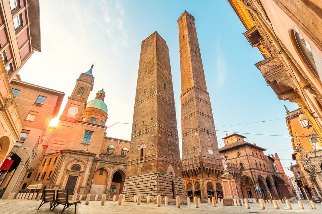 The Two Towers of Bologna in Italy
