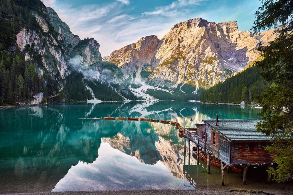 Lago di Braies in the Dolomites, Italy