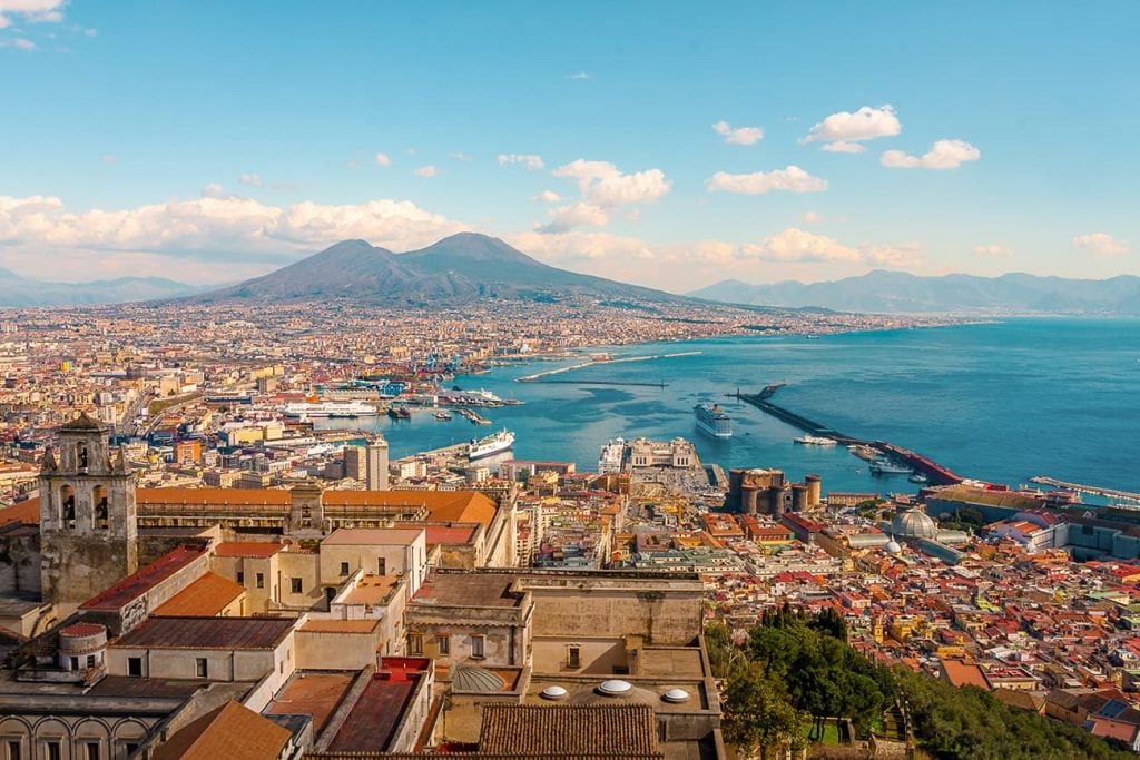 Mount Vesuvius and the City of Naples in Italy