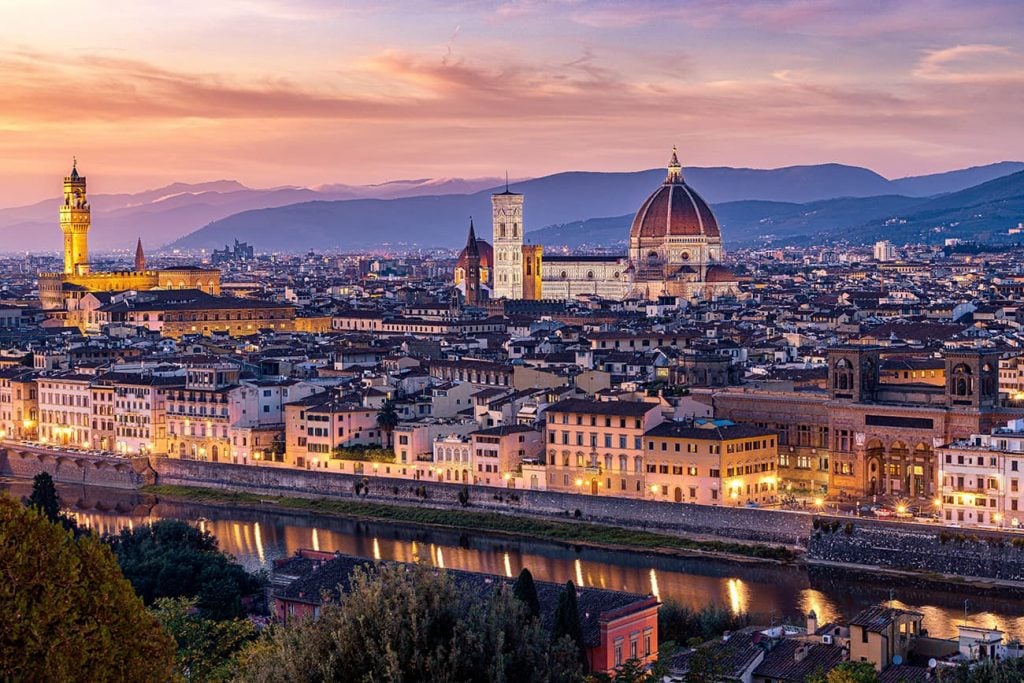 The View From Piazzale Michelangelo During Sunset in Florence, Italy