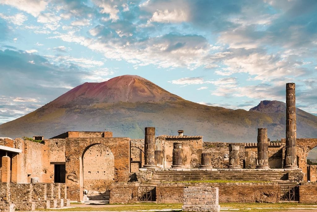The Ancient City of Pompeii and Mount Vesuvius in Italy