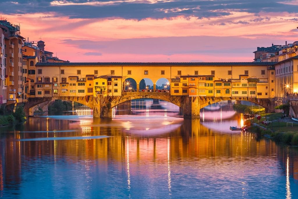 Ponte Vecchio During Sunset in Florence, Italy
