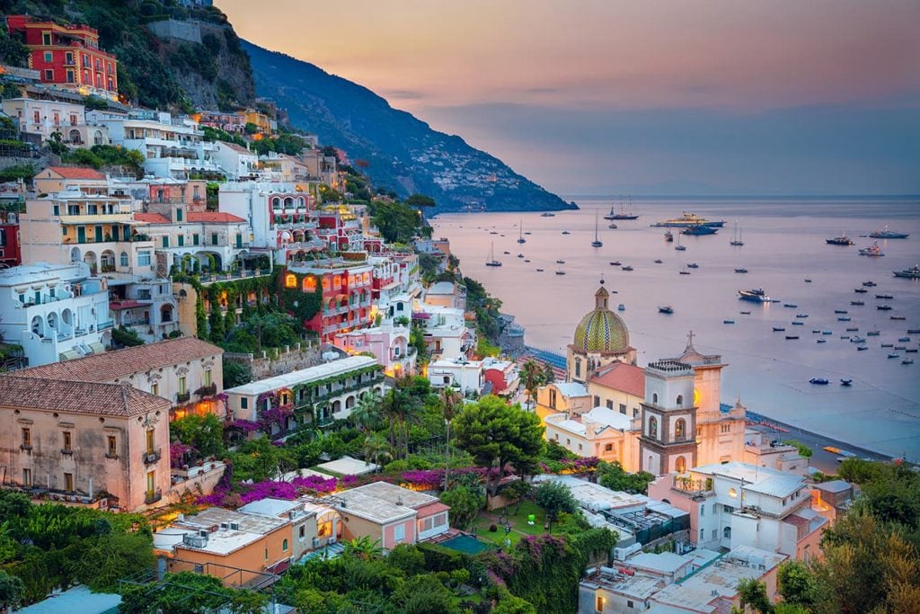 The Coastal Scenery of Positano in Amalfi Coast, Italy