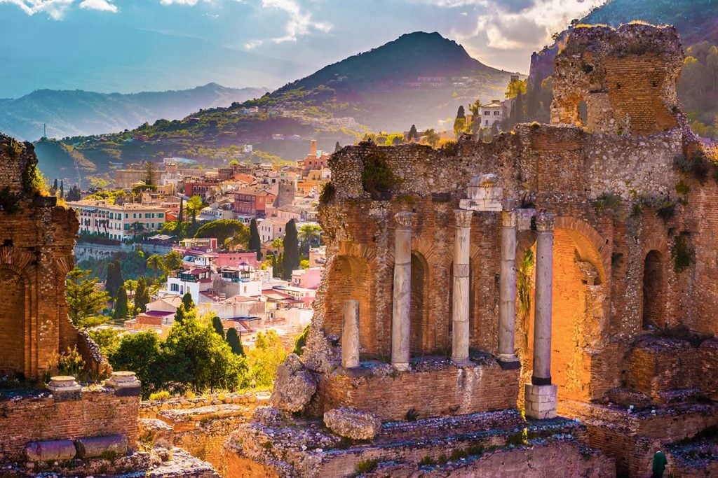 The Ancient Greek Theater in Taormina, Sicily, Italy