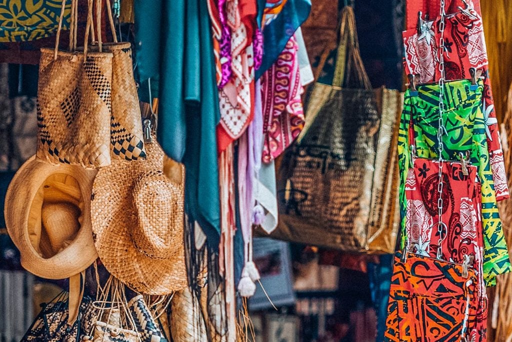 Hats and Bags at the Handicraft Market in Nadi, Fiji