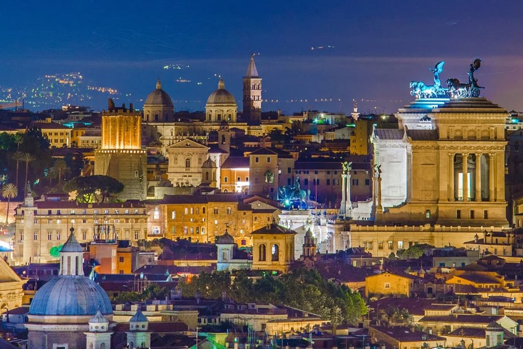 The Night View From Janiculum Hill in Rome, Italy