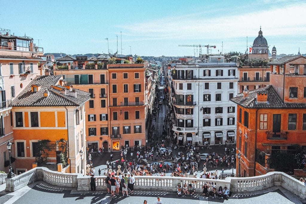 The View From the Top of the Spanish Steps in Rome, Italy