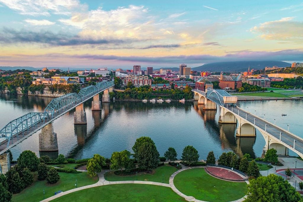 Aerial View of Chattanooga in Tennessee, USA
