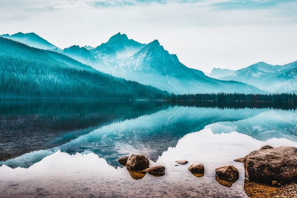 Mountains Reflecting in the Water in Stanley, Idaho