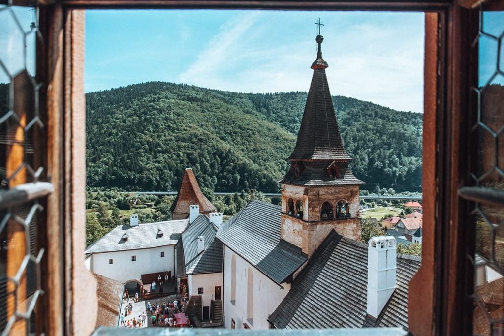 A View of Orava Castle in Slovakia From a Window
