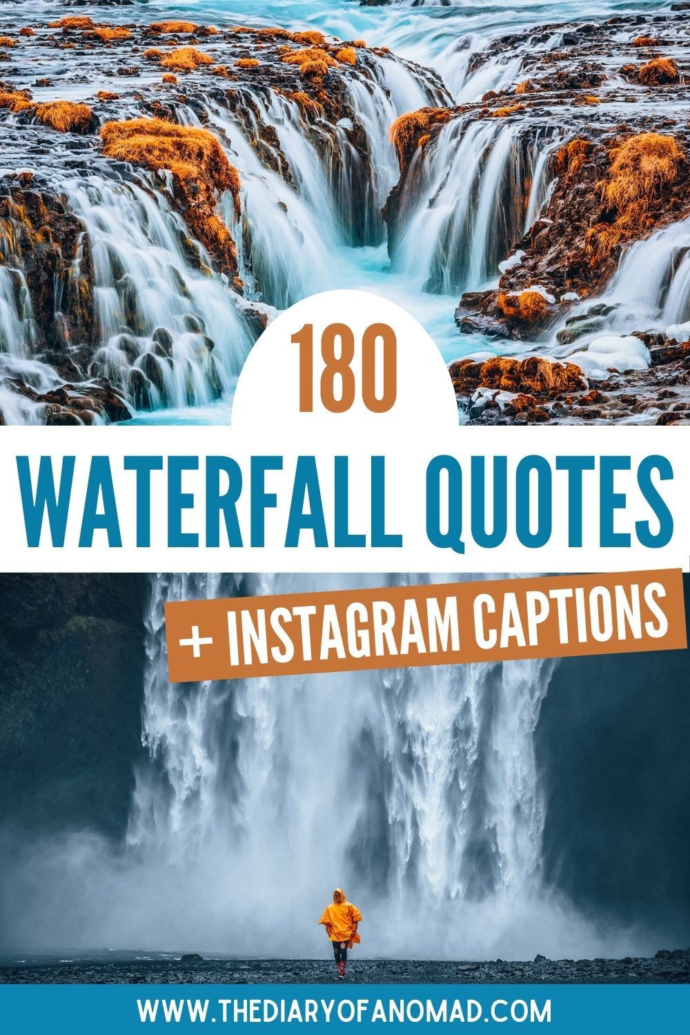 Travel quotes inspirational, waterfall quotes Instagram, waterfall quotes nature beautiful, waterfall quotes adventure