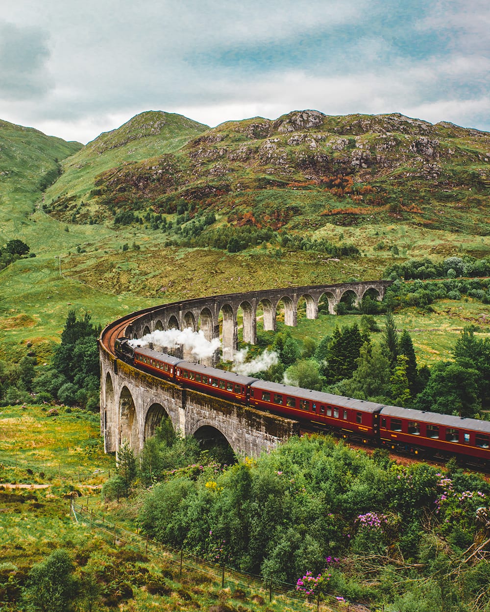 A Train On the Glenfinnan Viaduct