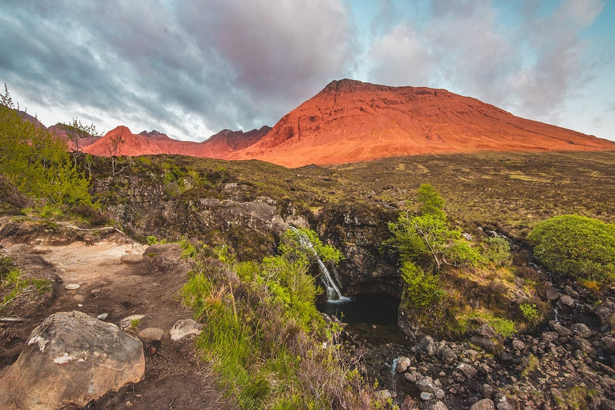 Fairy Pools in Scotland at Sunset