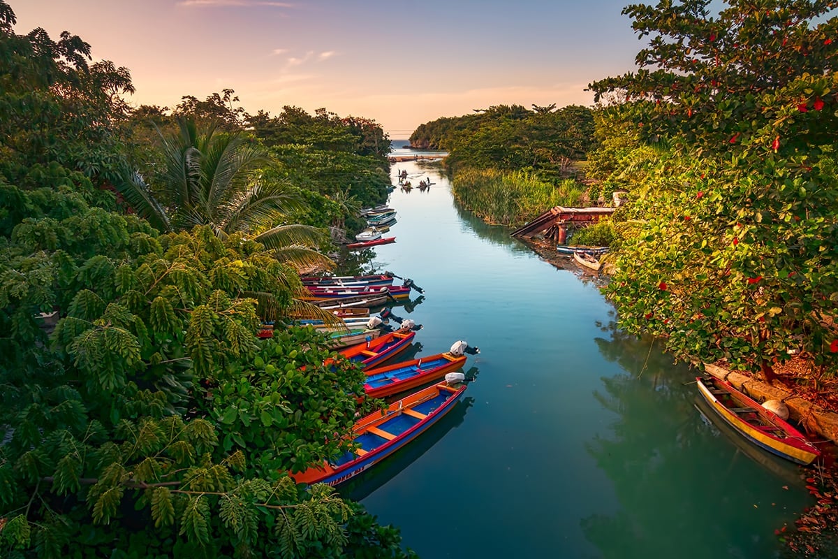 Boats in a River in Jamaica