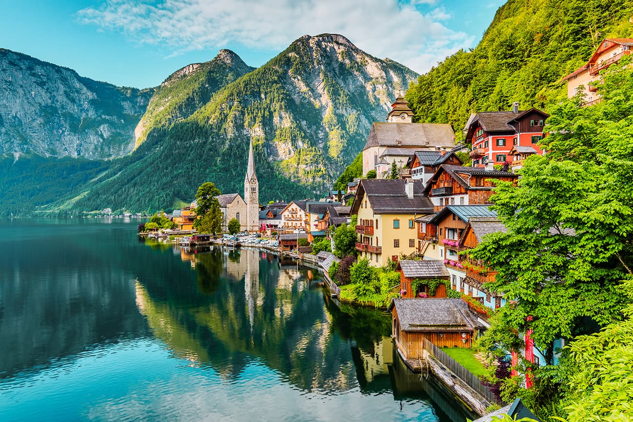 The Lake and Town of Hallstatt in Austria