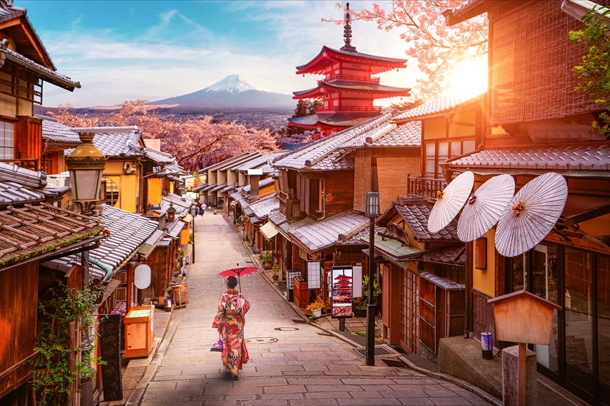 Caption Travelling - A Girl Walking in Japan
