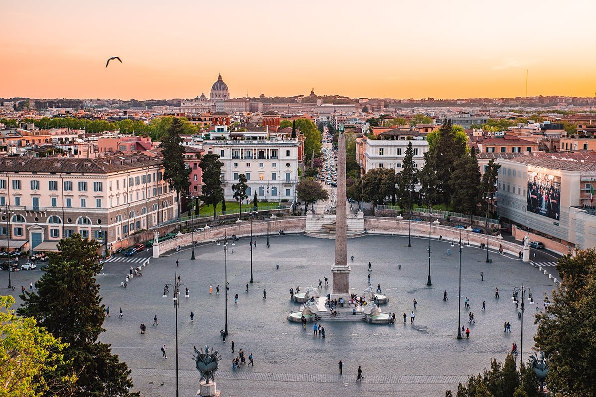 View from Pincio Terrace in Rome, Italy