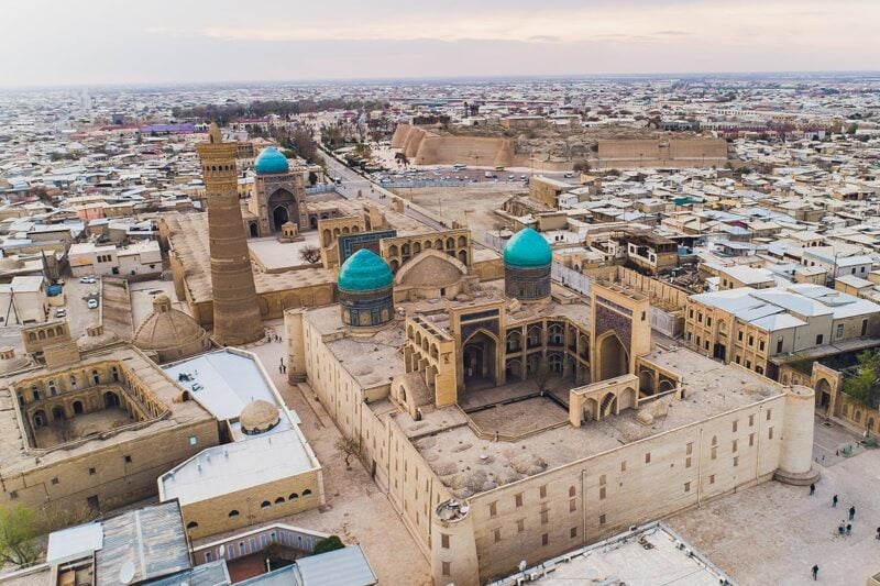 An aerial view of Bukhara, Uzbekistan